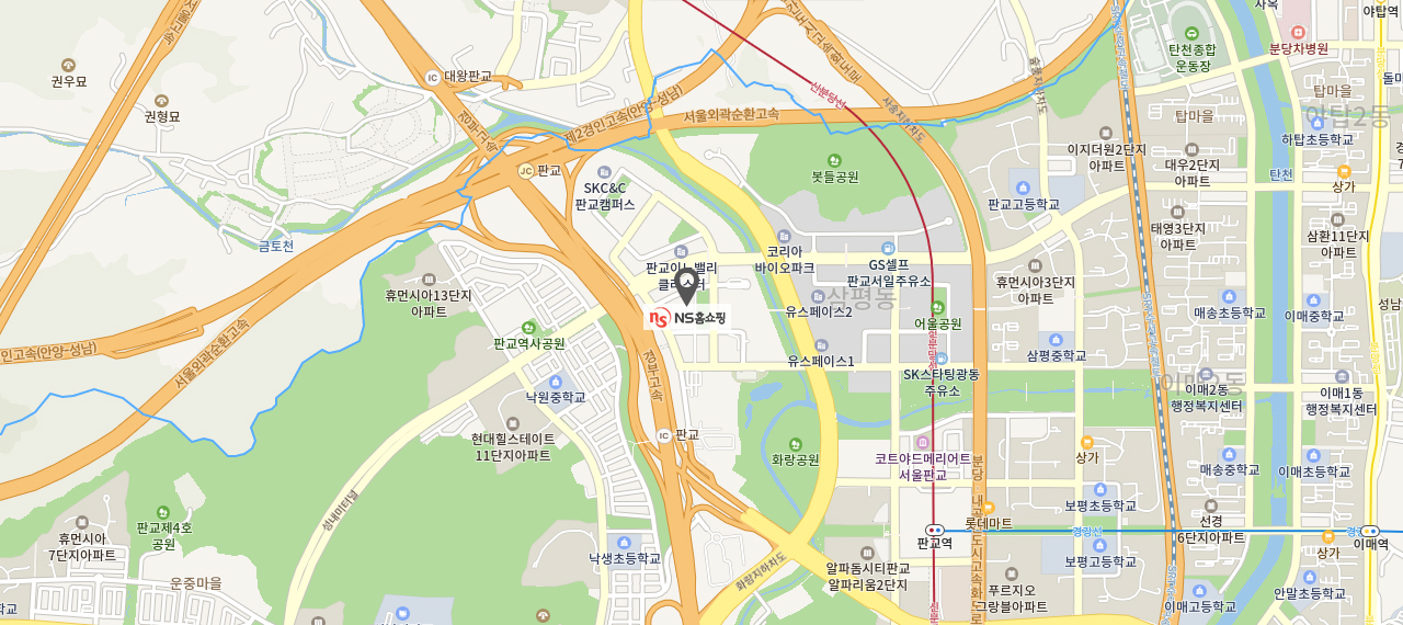 경기도 성남시 분당구 판교로 228번길 15 NS홈쇼핑 빌딩 지도
